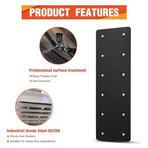 Straight Steel Plate 2PCS,15.7"x5" Mending Plate for Repair Framing - style: I Shape (15.7)
