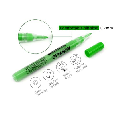 Green Acrylic Paint Pens 6 Pcs Permanent Marker Pens Extra Fine - color: Green