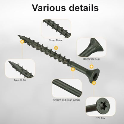 Wood Screws #8 x 2’’, T25 Star Torx Drive Flat Head Deck Screws, Green, 127Pcs (1lb) - color: Green, size: 8X2’’