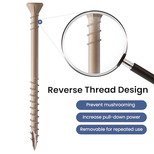 #10 Deck Screws 2-1/2 Inch Exterior Wood Screws Flat Head Torx Drive Rust Resistant Epoxy Coated Reverse Upper Thread Trim Screw (1lb, 67pcs), Tan - size: #10x2-1/2"