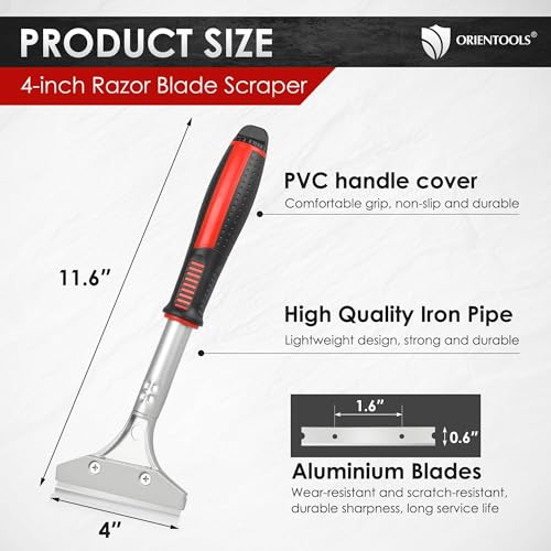 ORIENTOOLS Heavy Duty Scraper, Replaceable Blades for Paint & Sticker