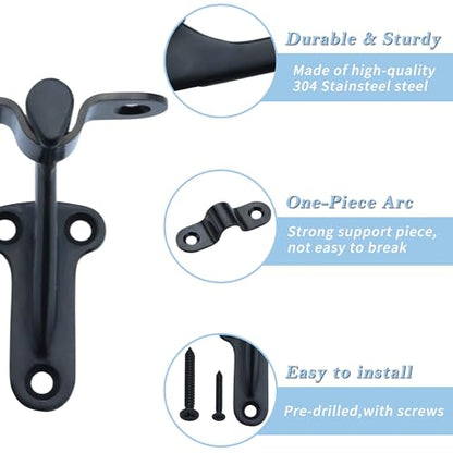 YANYUCB 3''Handrail Brackets,304 Stainless Steel Matte Black Handrail Stair Brackets,Heavy Duty Support Hardware for Stairways,Home or Office Staircase Hand Rail Bracket with Screws(3 Pack) - style: Matte Black