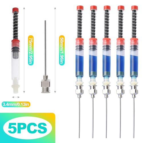 Industrial Dispensing Liquid Applicator with Blunt Tips - 5 Pack Measurement Tools for Glue, Oil, Ink, Paint & Hobby Crafts - Non-Sterile, Reusable & Clear Scale