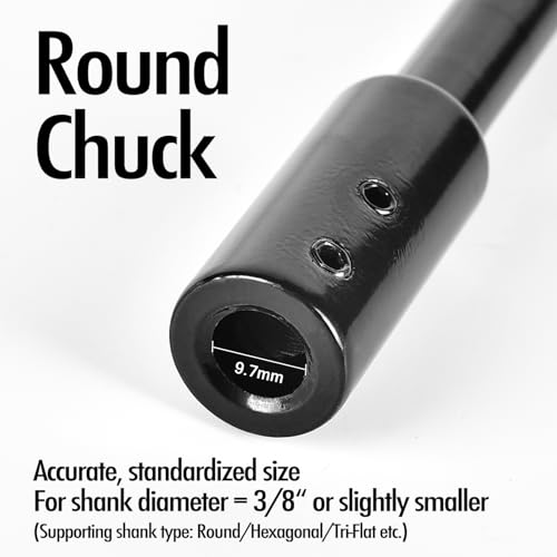 7 Inch Forstner Bit Extension for 3/8'' Round Shank Black Hole Saw Drill Chuck Extension Adding 5-3/4 inches Drilling Depth to Forstner Drill Bit for Wood Turners Furniture Carpentry - size: 7'' Long for 3/8'' Round Shank