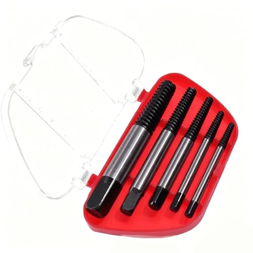 5-Piece Screw Extractor Set, Broken Bolt Remover Kit, Damaged Screw and Pipe Extractor Tools for Home and Workshop