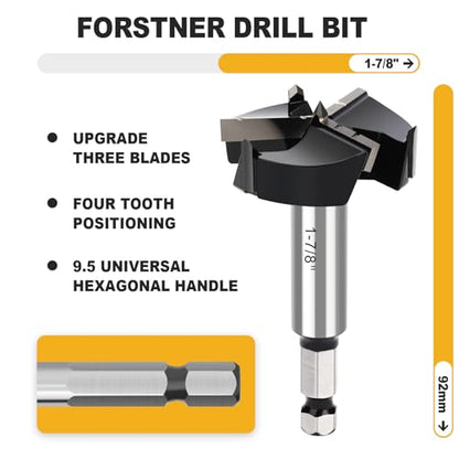 1-7/8" Forstner Drill Bit with 3/8" Quick Change Hex Shank - size: 1-7/8" | 47.5mm