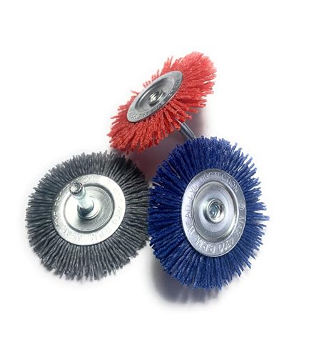 Signi 12 Pack Nylon Bristle Filament Abrasive Brush Drill Wheel and Cup Brush Set with 1/4 Inch Shank, Surface prep Remove Rust/Corrosion/Paint (2.5" Wheel, Straight Shank) - style: 2.5" wheel