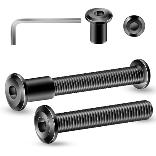 1/4-20 x 1-1/2" 10Pcs Flat Head Hex Socket Cap Screws Bolts Barrel Nuts Kit, 304 Stainless Steel 18-8, Full Thread, Black Oxide by SG TZH (with Hex Spanner) - color: Black, size: 1/4-20 x 1-1/2"