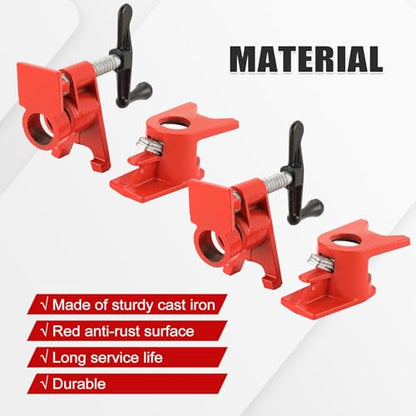 6 Pack 3/4" Wood Gluing Pipe Clamp Set with Unique Foot Design - style: 6pc, 3/4" with foot