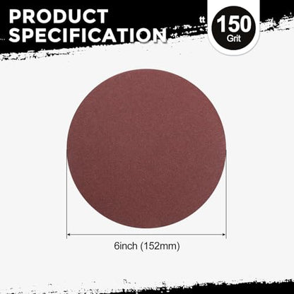 10Pcs Sanding Discs 6Inch 150Grit Hook and Loop Sandpapers Red - size: 6 Inch(150 Grit)