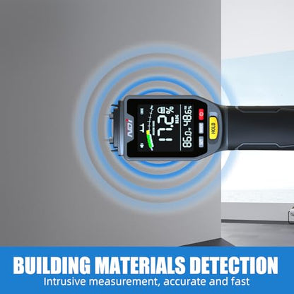 NDI 4 in 1 Pin Moisture Tester, Digital Water Tester, Wood Moisture Meter, Backlit LCD Display Automatic Alarm, Low-battery Indicator, Calibration & HOLD Button for Wood Firewood Lumber Floors