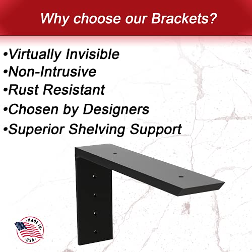 Heavy Duty Wood Shelf Brackets (14 in. x 10 in.)-Decorative Rustic Wall Shelf Supports for Floating Shelves, Bookshelves, and Kitchen Storage – Solid Steel Brackets with Pre-Drilled Mounting Holes - size: 14 x 10 Inches