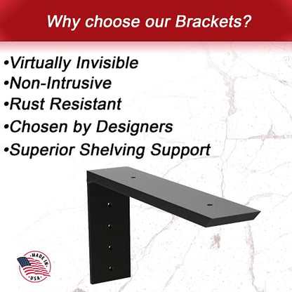 Heavy Duty Wood Shelf Brackets (14 in. x 10 in.)-Decorative Rustic Wall Shelf Supports for Floating Shelves, Bookshelves, and Kitchen Storage – Solid Steel Brackets with Pre-Drilled Mounting Holes - size: 14 x 10 Inches