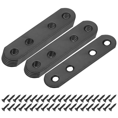 M METERXITY 10-Pack Flat Straight Brackets 2.95x0.71in, Black - color: Black, size: 75mm