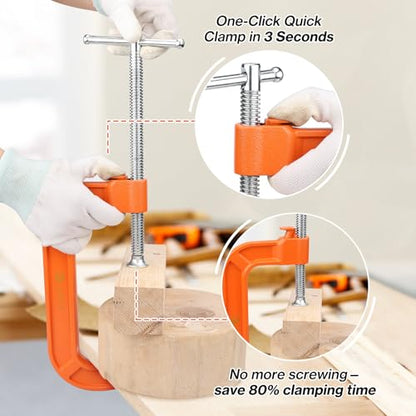 Lytool 6 Inch Quick Release C Clamp, Heavy Duty G Clamp for Woodworking