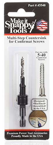 Snappy 5 x 40mm Confirmat Screw 2 Step Countersink Pilot Point Bit 1/4 Hex USA