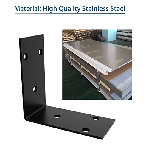 Black Stainless Steel Corner Bracket L Brackets Metal Corner Brace - size: 3.4x3.4x2