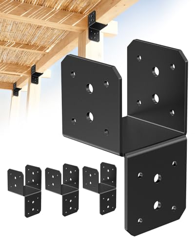 4 Pack Black Joist Hanger Brarket, 4 x4 Brackets for Wood - color: Black-4 Pcs