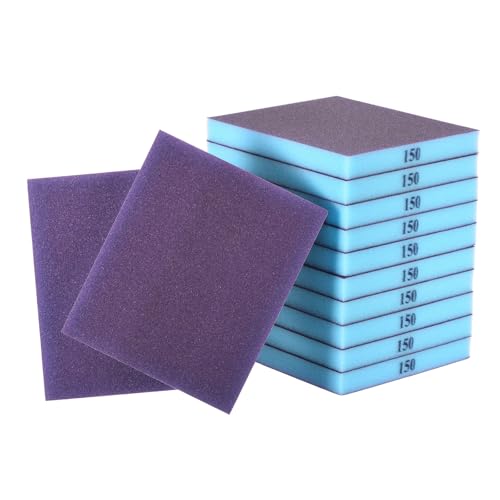 12Pcs 150Grit Double-Sided Sanding Sponges, Washable & Reusable - size: 150Grit