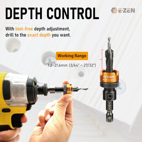 Depth Adjustable Countersink Drill Bit (3 x 8mm, 1/8" x 5/16") 1PCS - size: 3 x 8mm (1/8" x 5/16")