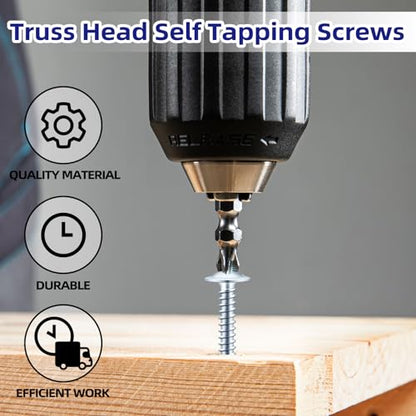 #8 x 2 Sheet Metal Screws, 100 PCS Etauwe Fast Self Tapping Screws for Metal, Phillips Modified Truss Head Self-Drilling Screws, Screwdriver Bit Included, Zinc-Plated - color: Zinc, size: #8 x 2"