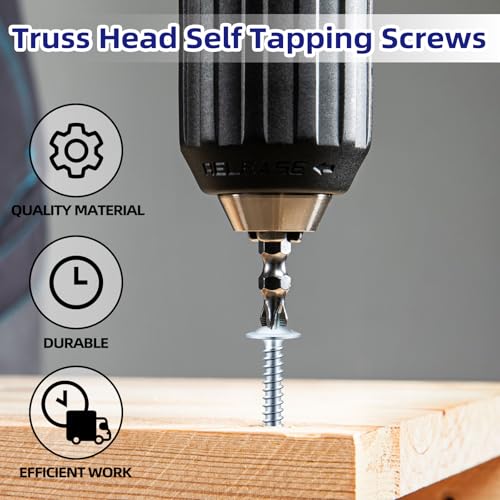 #8 x 1-1/2" Sheet Metal Screws, 150 PCS Etauwe Fast Self Tapping Screws for Metal, Phillips Modified Truss Head Self-Drilling Screws, Screwdriver Bit Included, Zinc-Plated - color: Zinc, size: #8 x 1-1/2"