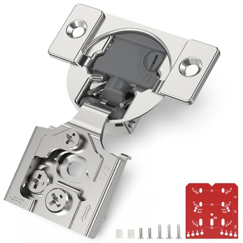 Chibery 30 Pack 1/2” Overlay 4D Soft Close Cabinet Hinges, Concealed Face Frame, Adjustable Closing Speed, 105° Opening Smooth Slow, Hidden Self Closing for Kitchen Corner, Cupboard (with Template) - size: 1/2” Overlay