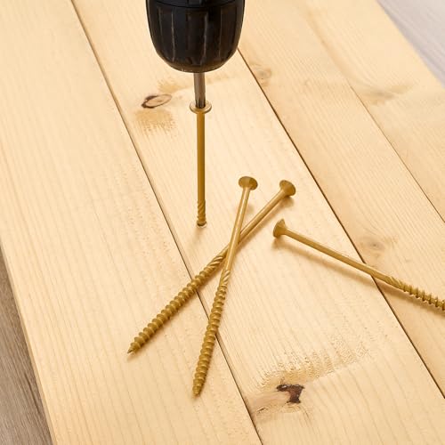 500 PCS #10 x 5” Deck Screws Self-Tapping Outdoor Wood Screws - color: Tan, size: #10x5"
