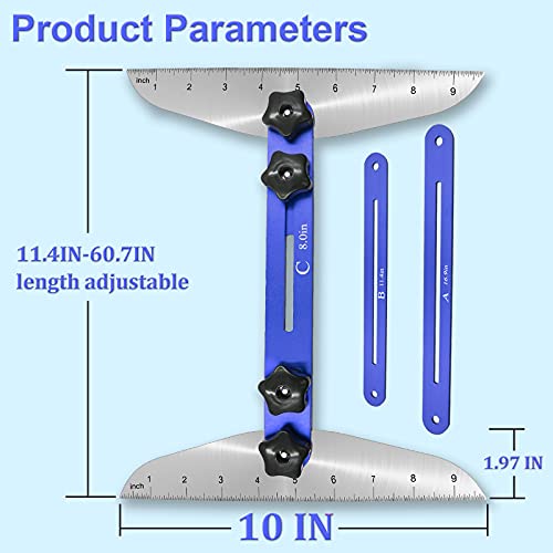 Stair Treads Gauge Template Tool - Staircases Jig, Measuring Set - color: Blue, size: Blue