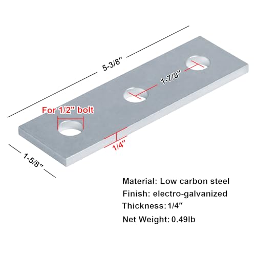 heneng 9 Pack Strut Flat Plate Hardware for 1-5/8" Strut Channel,5-3/8" L - size: Length:5-3/8"