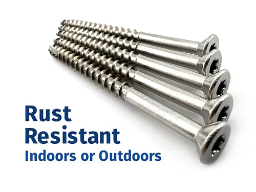 Door Hinge Wood Screws #10 x 3 Extra Long 20 piece Stainless Steel Star Drive T25 Sharp Cutting Self Tapping 305 Grade Rust Resistant Commercial or Residential Heavy Duty Fasteners