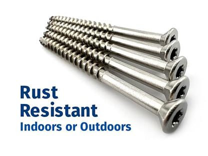 Door Hinge Wood Screws #10 x 3 Extra Long 20 piece Stainless Steel Star Drive T25 Sharp Cutting Self Tapping 305 Grade Rust Resistant Commercial or Residential Heavy Duty Fasteners