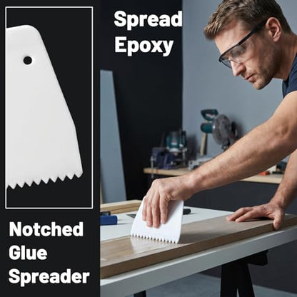 4 Pc Glue Spreader, Reusable Adhesive Spreader Plastic Notch Trowel