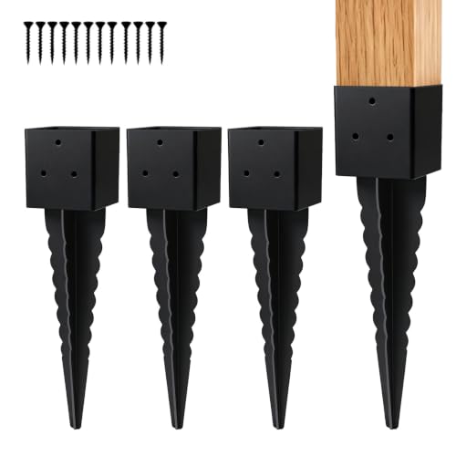 4"x4" Fence Post Anchor Ground Spike, (Actual: 3.6"x3.6")