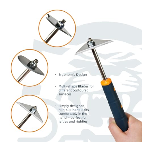 MANUFORE 13-Inch Contour Paint Scraper with 3pcs Different Shapes Blade