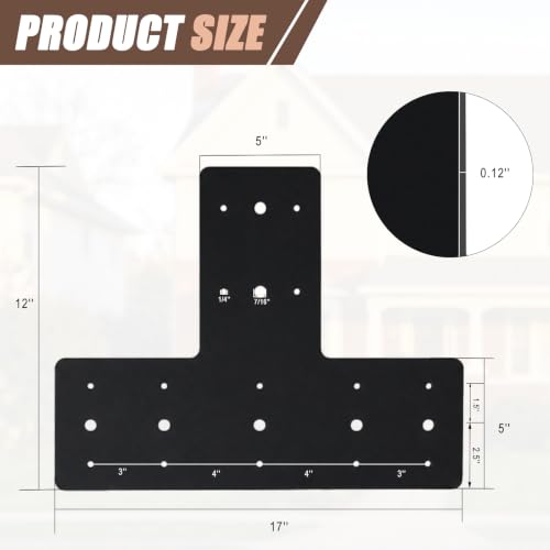 4 Pack 17''x5'' T Post Timber Brackets for Wood 6X6 Post - size: T shape