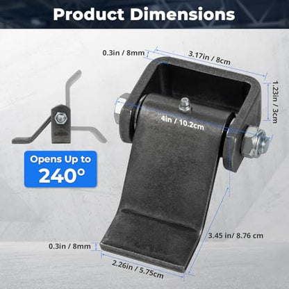 4 Pack Trailer Hinges Heavy Duty, Weld On Trailer Hinges with Grease Fitting for Dump Trailers, Utility Gates & Trailer Doors, Strap Style