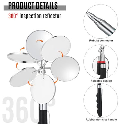 6 Pcs Telescoping Inspection Mirror 30 Inch Mechanical Mirror Tool