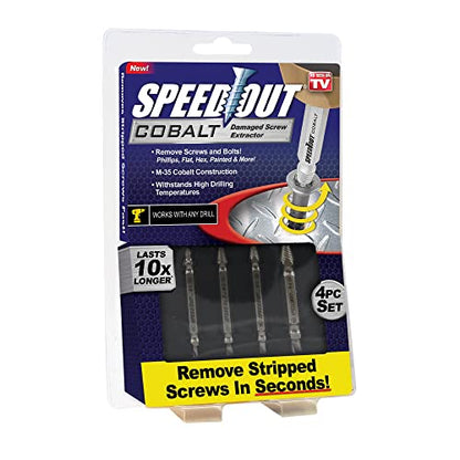 Ontel SpeedOut Cobalt Damaged Screw Extractor Kit, 4 Piece Set