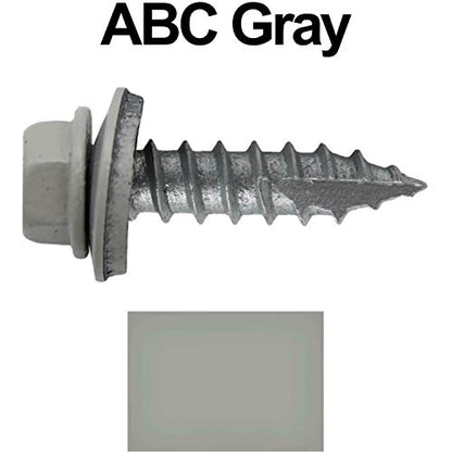 14 x 1 ABC Gray Metal Roofing Screws - Hex Washer Head- Self-Starting/Tapping - EPDM Washer. 1 x 250 Count Bag - 250 Screws - color: ABC GRAY, size: 1"