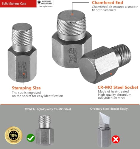 XEWEA 25Pcs Screw Bolt Extractor Set, Multi-Spline Easy Out Kit - color: 25pcs