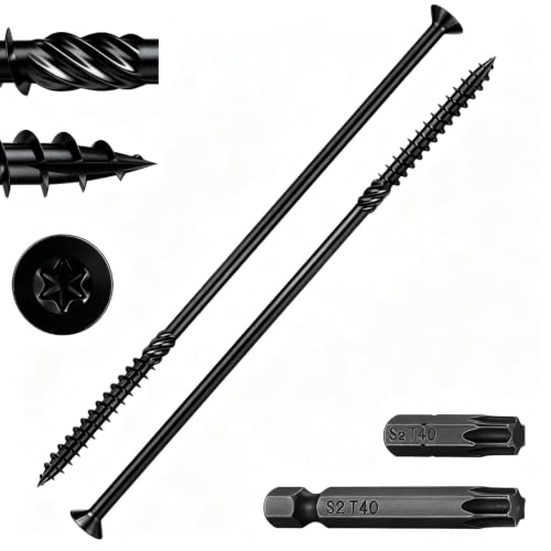 Wensilon 5/16 * 12" Black Deck Screws 13pcs 2lbs 8x300mm Lag Screws - color: Black, size: 5/16*12"