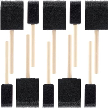SmallCat 10 PCS Foam Paint Brushes, 1" 2" Foam Sponge Brushes for Varnishes, Reusable Sponge Brushes with Wood Handles for Painting, Staining, and DIY Crafts - Black - size: 10 PCS, 1" 2"