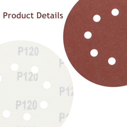 50 PCS 120 Grit 5 Inch 8 Hole Sanding Discs