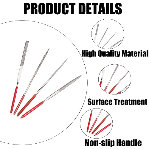 Utoolmart 7Pcs 2mm x 100mm Round Diamond Needle File Set 150 Grits - size: 2mm x 100mm