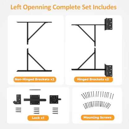 DIYHD Anti Sag Gate Kit with Right-Opening Latch, Black - color: Black Kit + Right Open Latch
