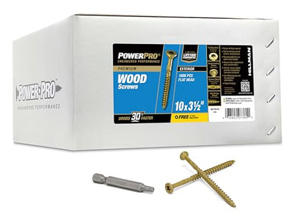 Power Pro Exterior Wood Screws, #10 x 3-1/2in, 1000 Pack, Bronze - color: Bronze, size: #10 x 3-1/2"
