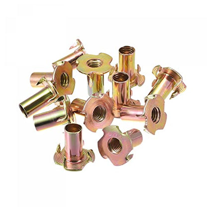 uxcell M8x20mm T-Nuts 4 Pronged Tee Nut Carbon Steel Threaded Inserts for Wood 24pcs - size: M8x20mm