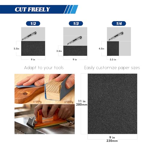 10-Sheets 1000 Grit Sandpaper, 9 x 11 Inch Wet Dry Sand Paper Assortment Pack, Silicon Carbide Abrasive Sanding Sheets for Automotive Car Paint Metal Wood Furniture Crafts Polishing - size: 9x11 inch, style: 1000Grit 10 Pcs