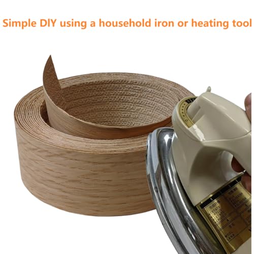 White Oak Wood Veneer Edge Banding Roll,1-1/2 inch X 13 ft Iron-On Pre-Glued Edging Tape with Hot Melt Adhesive,Ideal for Plywood, Furniture, Drawers, Shelves Renovation - color: White Oak, size: 1-1/2''×13ft